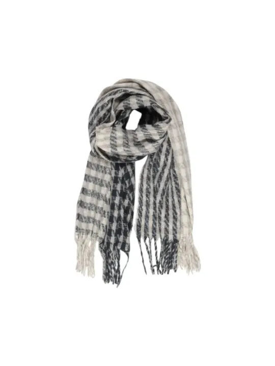 Grauer Schal mit Fransenmuster