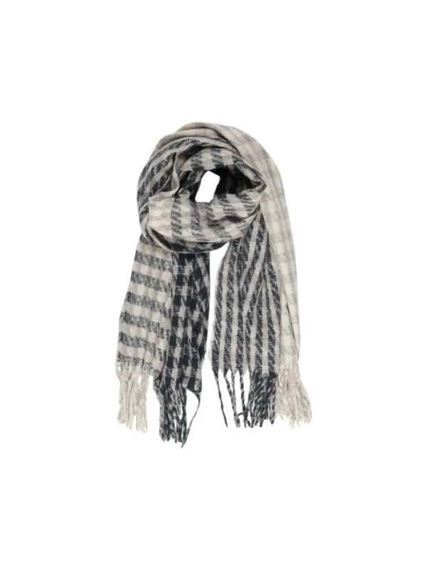 Grauer Schal mit Fransenmuster