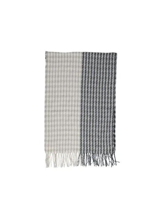 Gingham und gestreiftes Halstuch mit Fransen