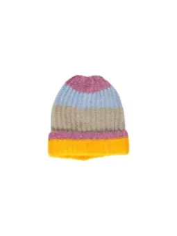 Gestrickte Mütze vertikale Streifen bunt