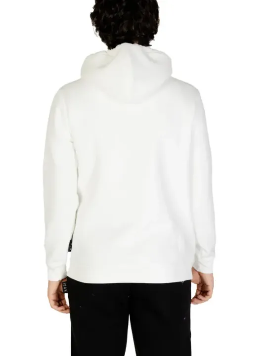 Weißer Kapuzenpullover aus Baumwollfleece