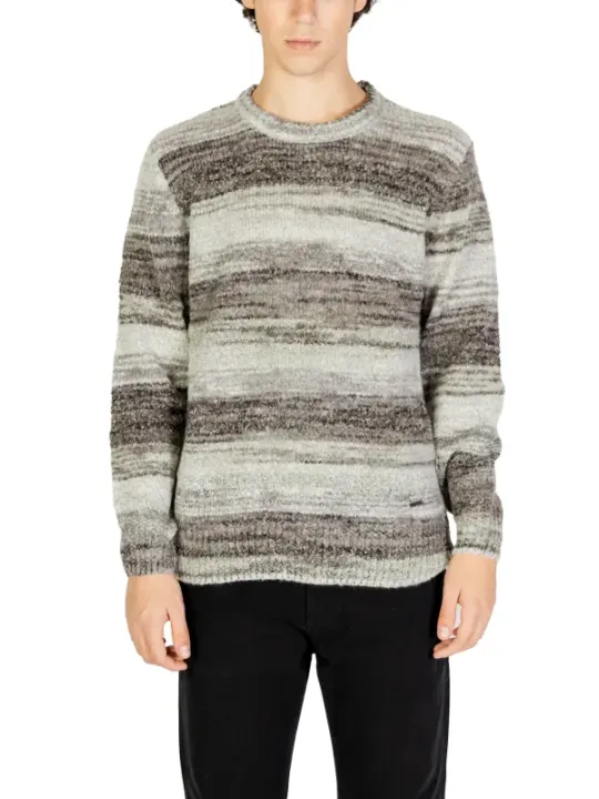 Woll-Alpaka-Mohair Herren Strickpullover Grau
