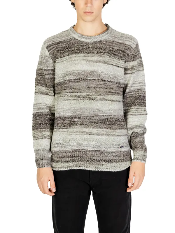 Woll-Alpaka-Mohair Herren Strickpullover Grau