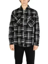 Schwarzes weißes Flanellhemd mit Taschen