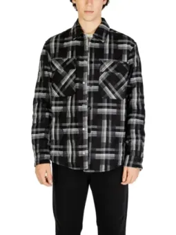 Schwarzes weißes Flanellhemd mit Taschen