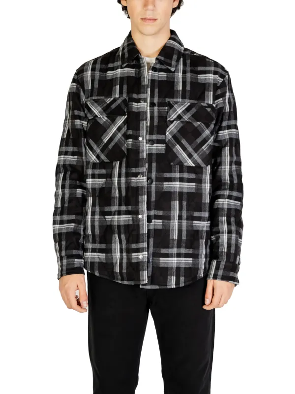 Schwarzes weißes Flanellhemd mit Taschen