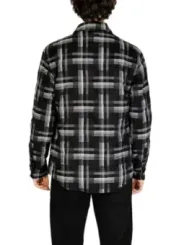 Schwarzes weißes Karomuster Hemd mit Knopfleiste