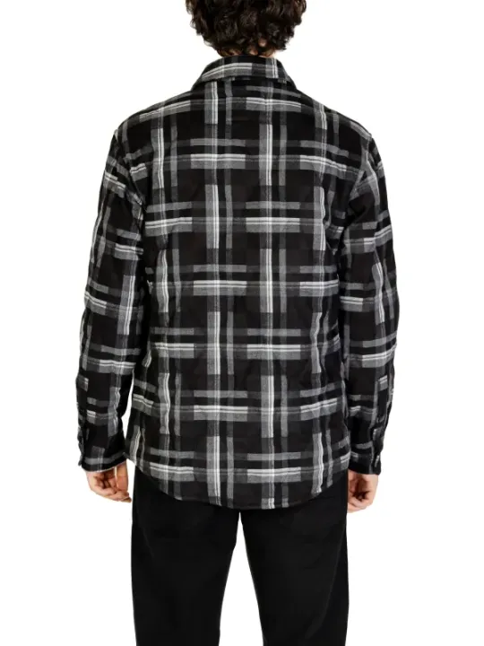 Schwarzes weißes Karomuster Hemd mit Knopfleiste