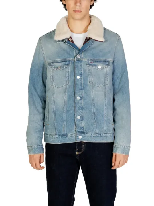 Tommy Hilfiger hellblaue Denimjacke mit Sherpa
