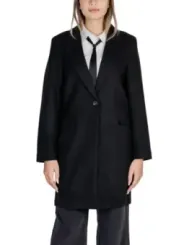 Oversized schwarzer Mantel mit Bindung