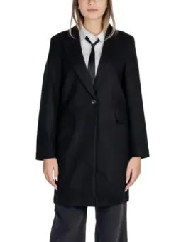 Oversized schwarzer Mantel mit Bindung