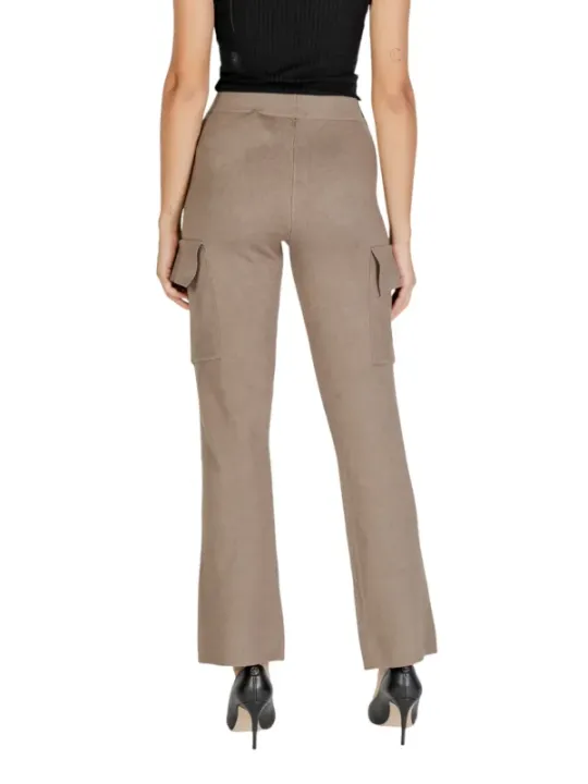 Taupefarbene Samt-Cargo-Hose mit Taschen