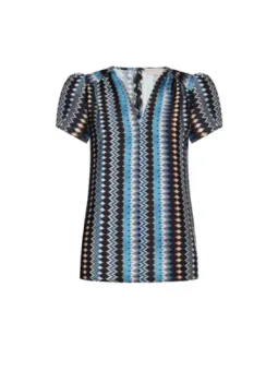 Rinascimento 477263 Zickzack-Bluse schwarz blau