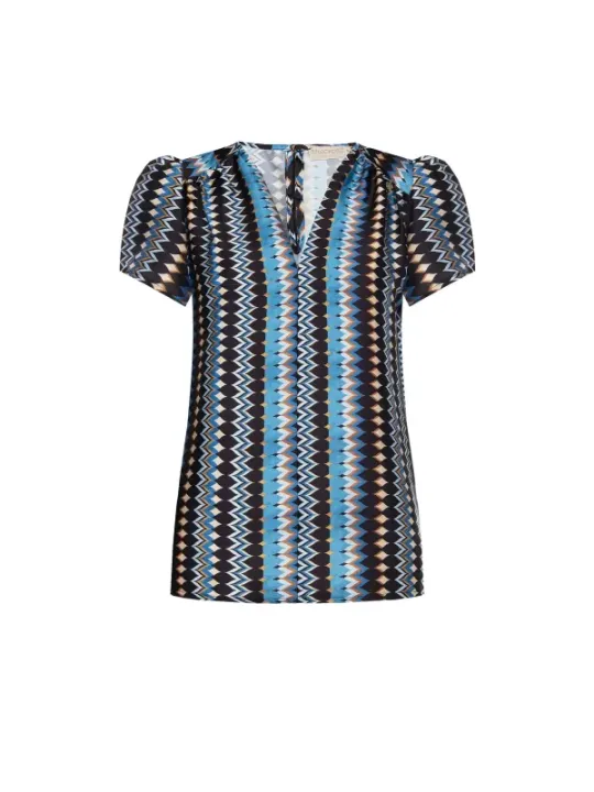 Rinascimento 477263 Zickzack-Bluse schwarz blau