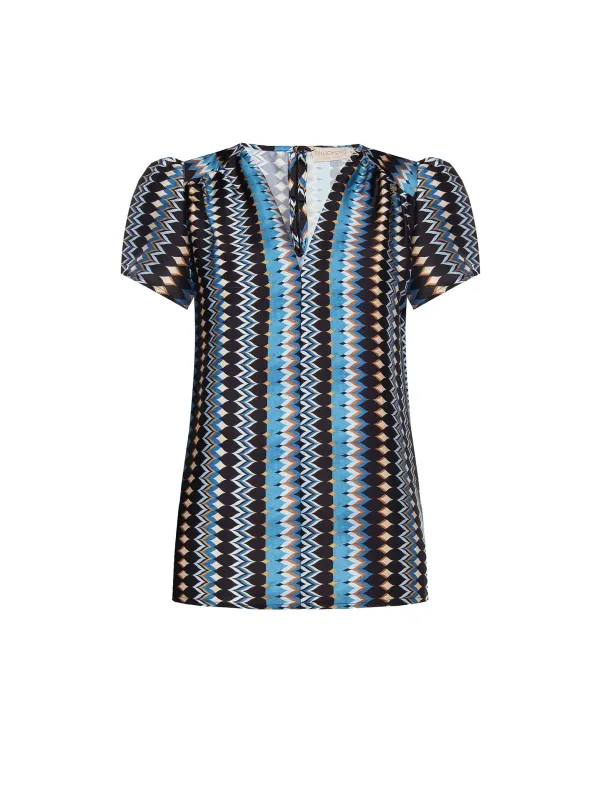 Rinascimento 477263 Zickzack-Bluse schwarz blau