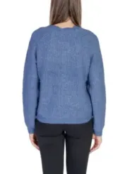 Blauer Vila Strickpullover mit langen Ärmeln