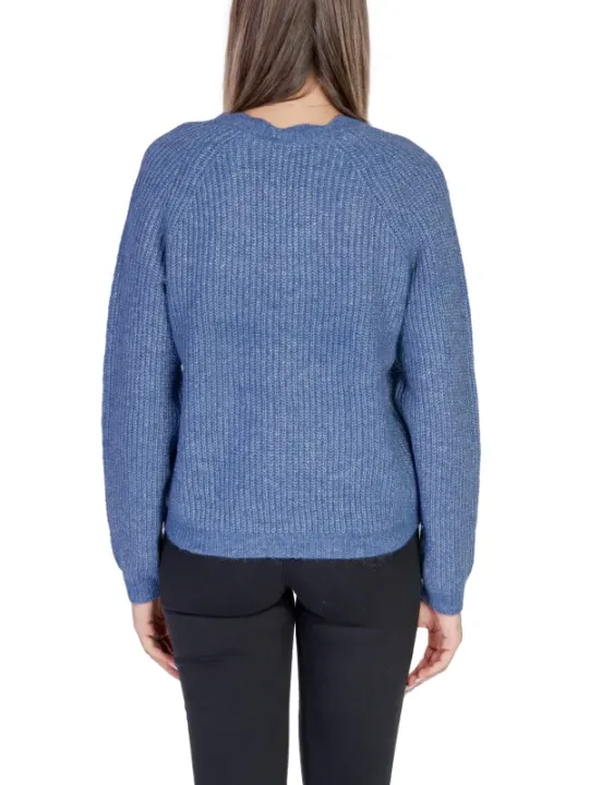 Blauer Vila Strickpullover mit langen Ärmeln
