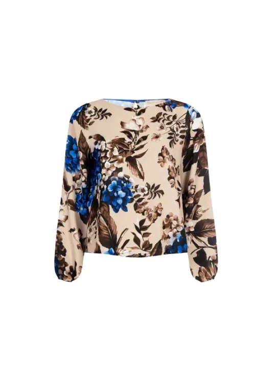Bluse mit floralem Muster V-Ausschnitt