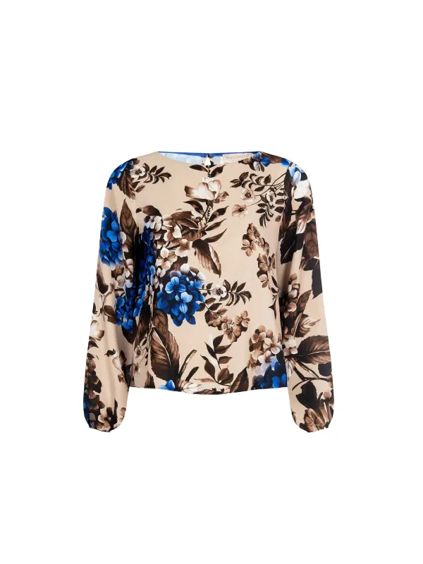 Bluse mit floralem Muster V-Ausschnitt