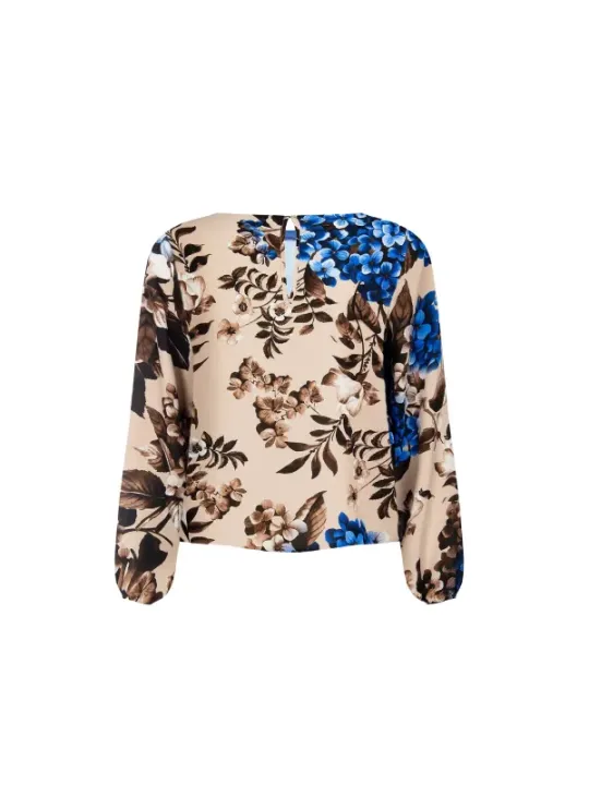 Blumige kurze Rüschenbluse Rinascimento
