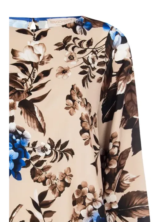 Blumiger Rinascimento Bluse beige-braun.
