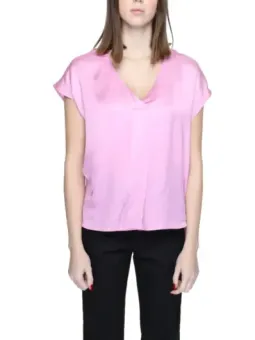 Zartrosa Damenbluse mit V-Ausschnitt