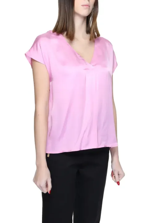 Rosa V-Ausschnitt Rinascimento Bluse