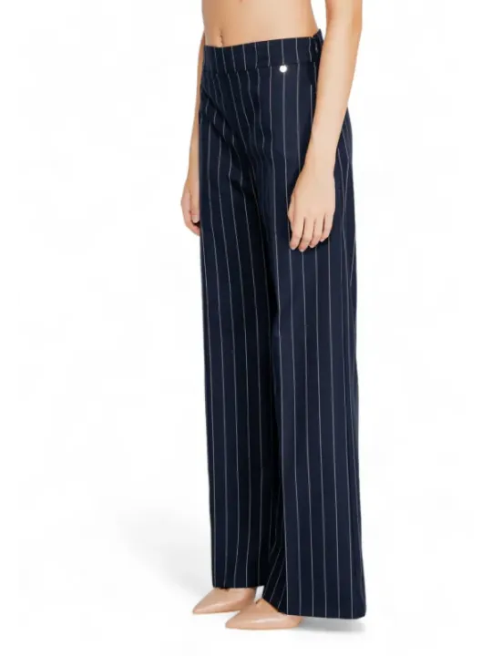 Schwarze Pinstripe-weite Bein Hose
