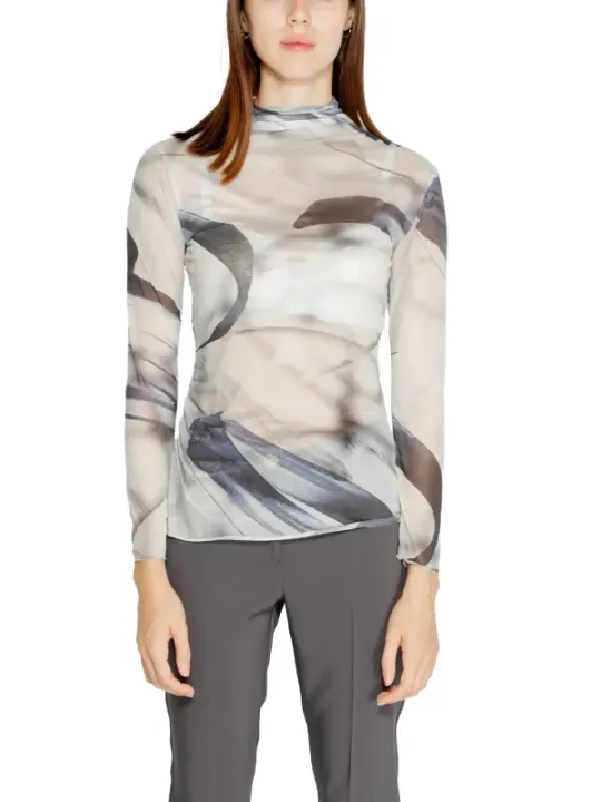 Weißes Top mit braunen Linien