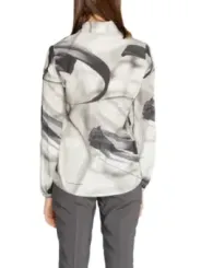 Gemusterte graue Damenbluse mit langen Ärmeln