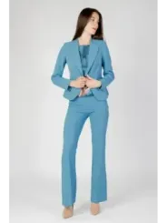 Marineblaues Fischgrätmuster Damen-Anzughose