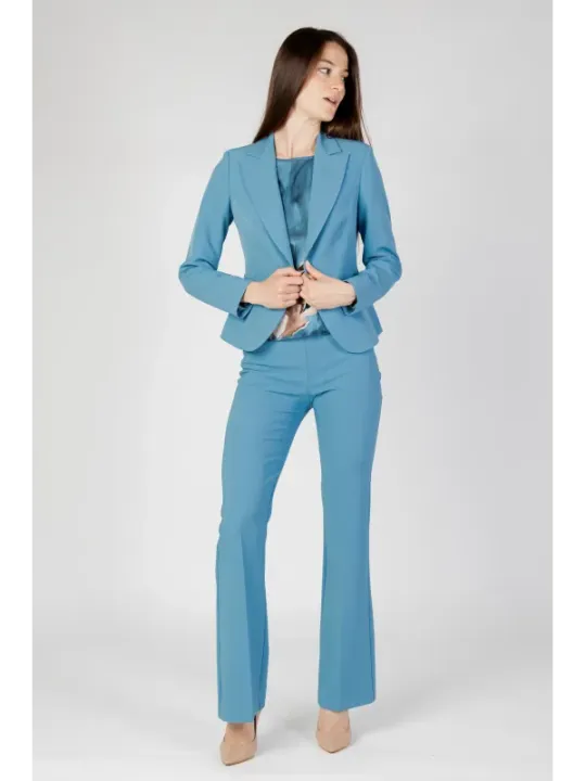 Marineblaues Fischgrätmuster Damen-Anzughose