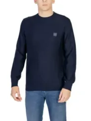 Dunkelblauer Boss Strickpullover mit Logo