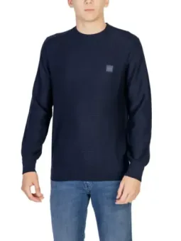 Dunkelblauer Boss Strickpullover mit Logo