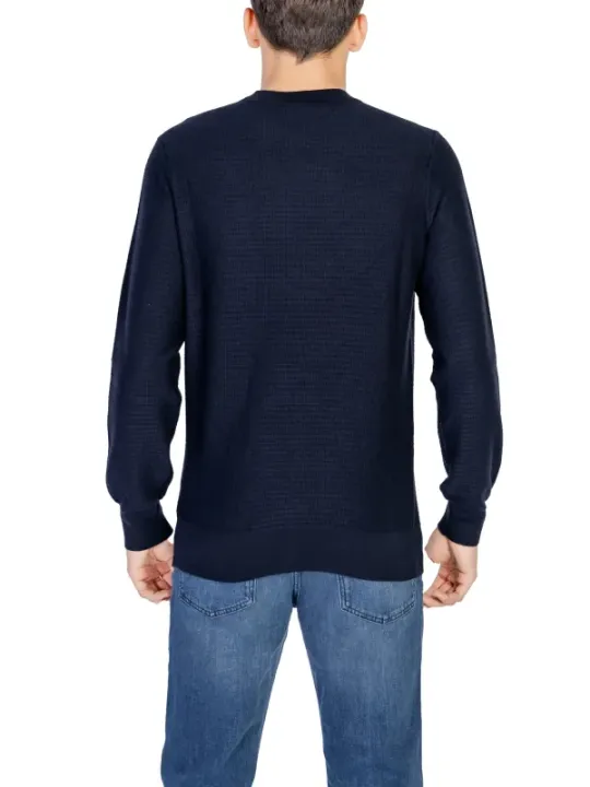 Dunkles Waffelstrick-Pullover, Herrenbekleidung