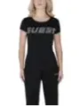 Schwarzes T-Shirt mit weißem Guess-Logo