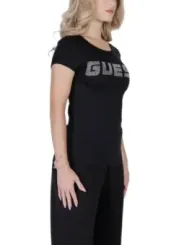 Schwarzes Guess T-Shirt mit Strasssteinen