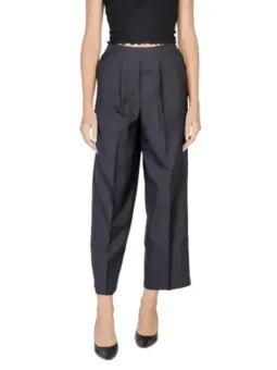 Graue, hochtaillierte Cropped-Hose Ichi 477098