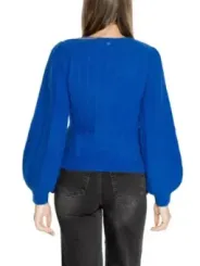 Royalblaue Strickpullover mit V-Ausschnitt