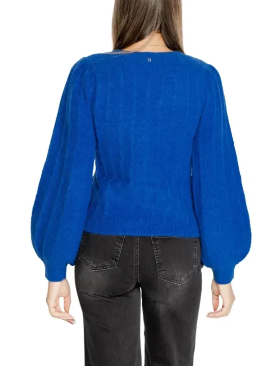 Royalblaue Strickpullover mit V-Ausschnitt