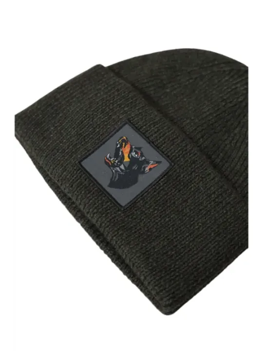 Schwarze Beanie mit Farbblock-Design