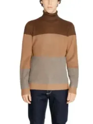 Brauner Herren Rollkragenpullover Hamaki-ho