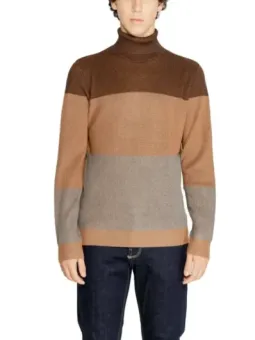 Brauner Herren Rollkragenpullover Hamaki-ho