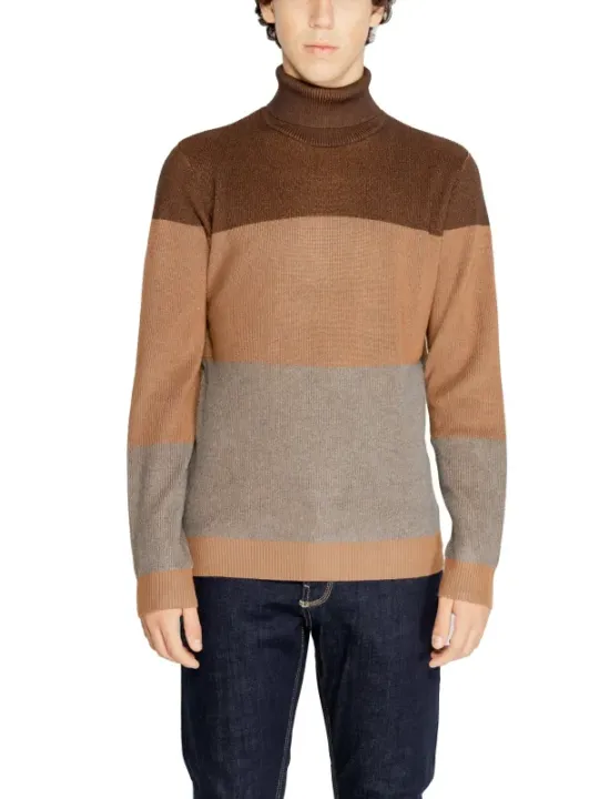 Brauner Herren Rollkragenpullover Hamaki-ho