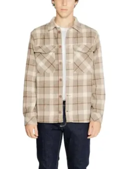 Beige braunes Karomuster Flanellhemd