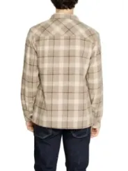 Gepunktetes Flanellhemd, Rückansicht, braun-beige