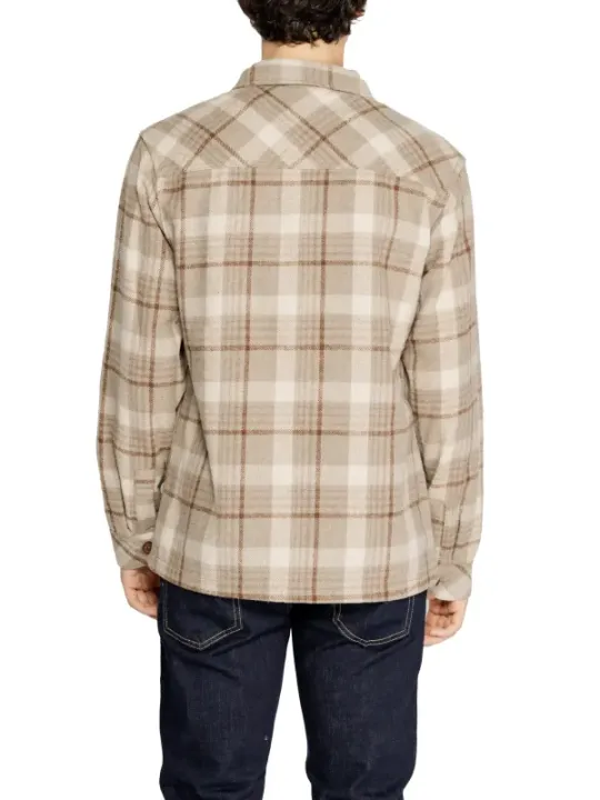 Gepunktetes Flanellhemd, Rückansicht, braun-beige