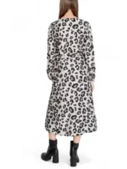 Leopardenmuster A-Linien Kleid weiß-schwarz