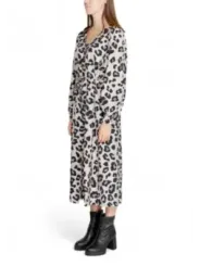 Leopardenmuster-Kleid mit Knopfleiste und Gürtel