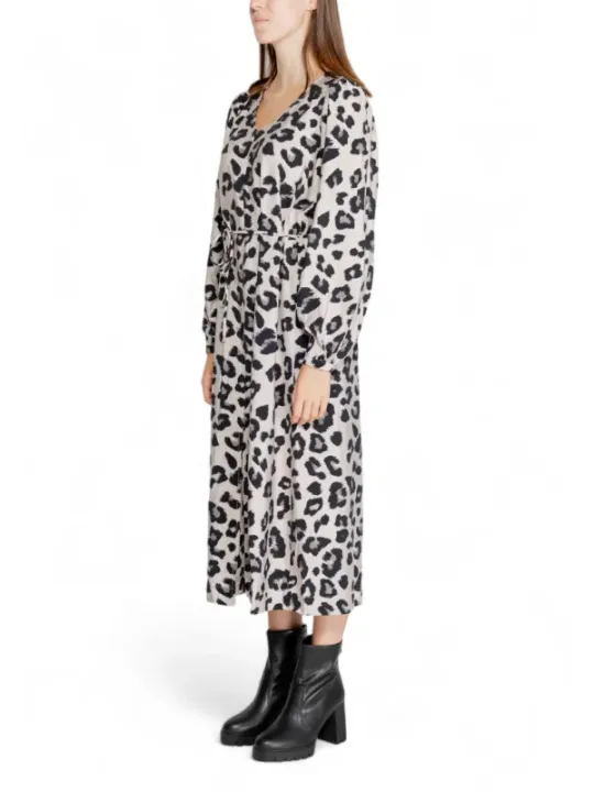 Leopardenmuster-Kleid mit Knopfleiste und Gürtel